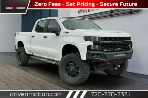 White 2021 Chevrolet Silverado 1500 Crew Cab Custom Trail Boss Pickup 4D 6 1/2 ft for sale in Thornton, CO