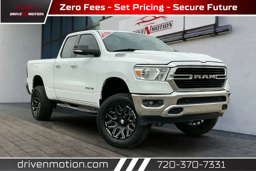 White 2020 Ram 1500 Quad Cab Big Horn Pickup 4D 6 1/3 ft for sale in Thornton, CO