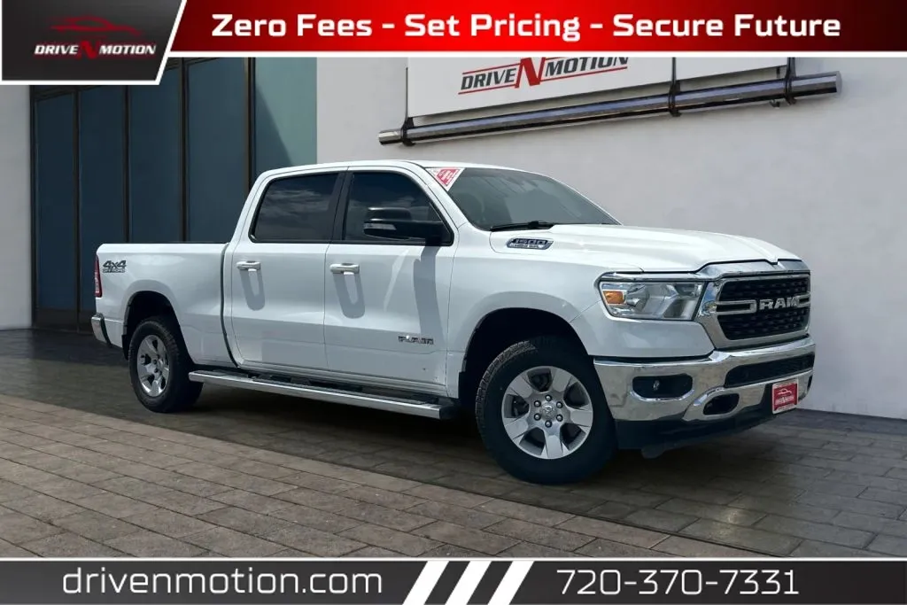 White 2022 Ram 1500 Crew Cab Big Horn Pickup 4D 6 1/3 ft for sale in Thornton, CO