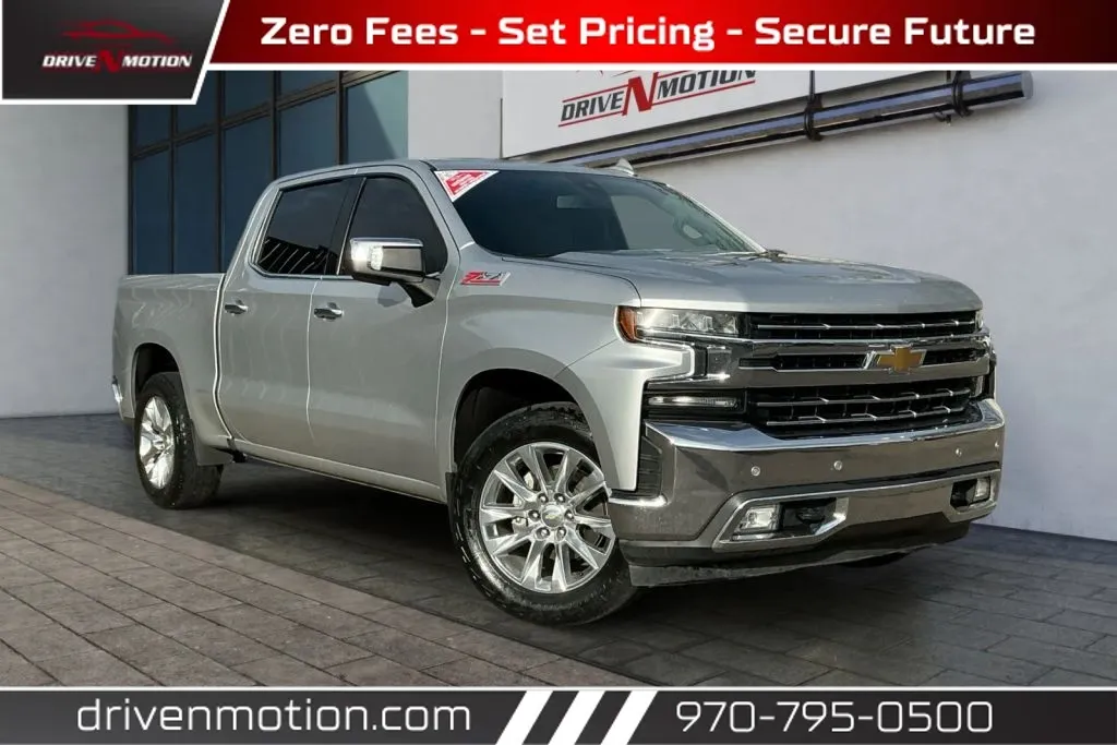 Silver 2021 Chevrolet Silverado 1500 Crew Cab LTZ Pickup 4D 5 3/4 ft for sale in Greeley, CO
