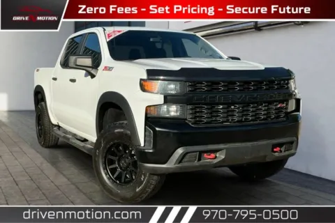 White 2020 Chevrolet Silverado 1500 Crew Cab Custom Trail Boss Pickup 4D 5 3/4 ft for sale in Greeley, CO