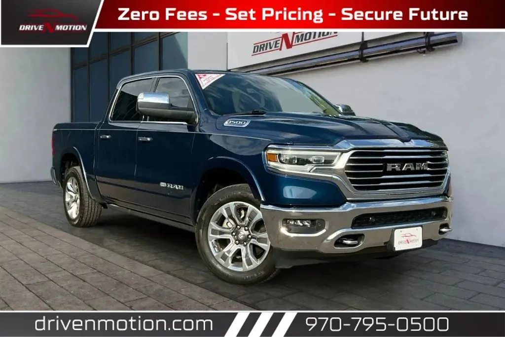 Blue 2021 Ram 1500 Crew Cab Laramie Longhorn Pickup 4D 5 1/2 ft for sale in Greeley, CO