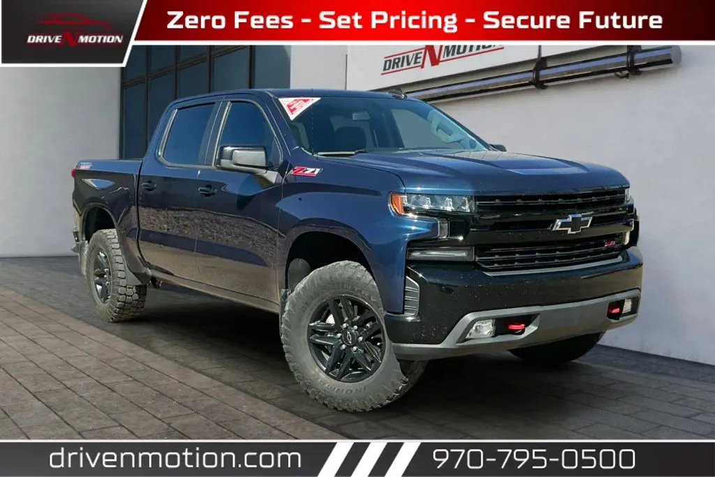 Blue 2019 Chevrolet Silverado 1500 Crew Cab LT Trail Boss Pickup 4D 5 3/4 ft for sale in Greeley, CO