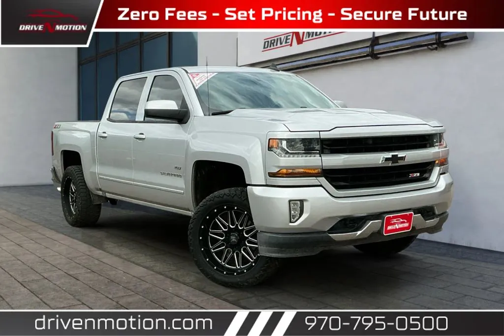 Silver 2018 Chevrolet Silverado 1500 Crew Cab Z71 LT Pickup 4D 5 3/4 ft for sale in Greeley, CO