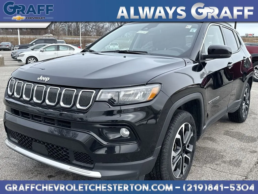 Black 2022 Jeep Compass Limited for sale in Burns Harbor, IN