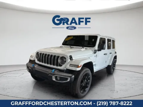 White 2024 Jeep Wrangler Sahara 4xe for sale in Chesterton, IN