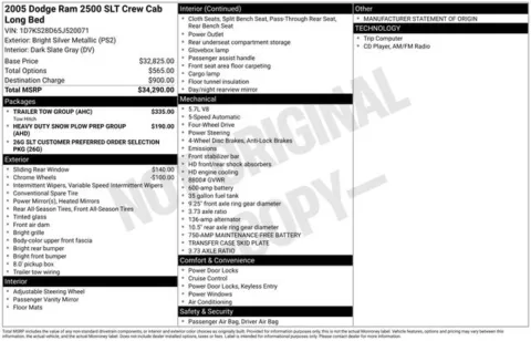 Silver 2005 Dodge Ram 2500 SLT for sale in Cockeysville, MD