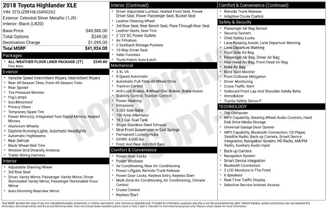 2018 Toyota Highlander XLE for sale in Cockeysville, MD