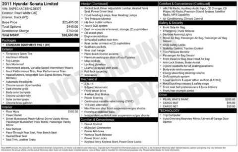 White 2011 Hyundai Sonata Limited for sale in Plainwell, MI