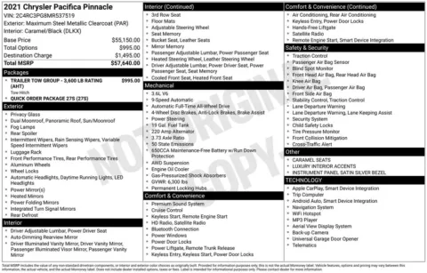 Photos of 2021 Chrysler Pacifica Pinnacle for sale in Plainwell, MI at Zeigler Ford of Plainwell