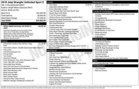 Photos of 2018 Jeep Wrangler Unlimited Sport S for sale in Plainwell, MI at Zeigler Ford of Plainwell