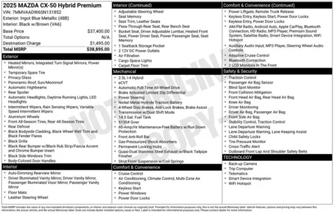 Photos of 2025 Mazda CX-50 Hybrid Premium for sale in Plainwell, MI at Zeigler Ford of Plainwell