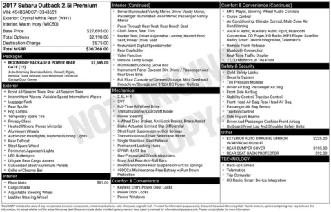 More photos of 2017 Subaru Outback 2.5i Premium at Zeigler Ford of Plainwell, MI