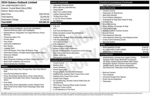 Photos of 2024 Subaru Outback Limited for sale in Plainwell, MI at Zeigler Ford of Plainwell
