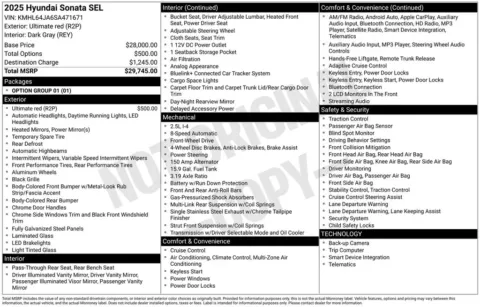 Photos of 2025 Hyundai Sonata SEL for sale in Plainwell, MI at Zeigler Ford of Plainwell