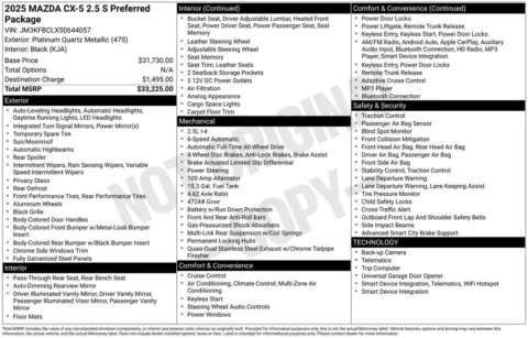 Photos of 2025 Mazda CX-5 2.5 S Preferred Package for sale in Plainwell, MI at Zeigler Ford of Plainwell