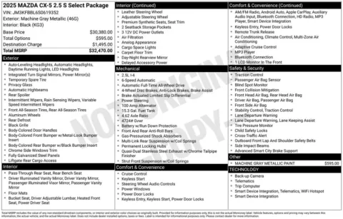 Photos of 2025 Mazda CX-5 2.5 S Select Package for sale in Plainwell, MI at Zeigler Ford of Plainwell