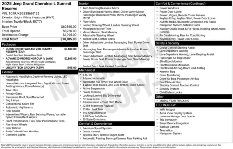 Photos of 2025 Jeep Grand Cherokee L Summit for sale in Plainwell, MI at Zeigler Ford of Plainwell