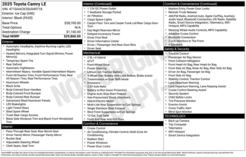 Photos of 2025 Toyota Camry for sale in Plainwell, MI at Zeigler Ford of Plainwell