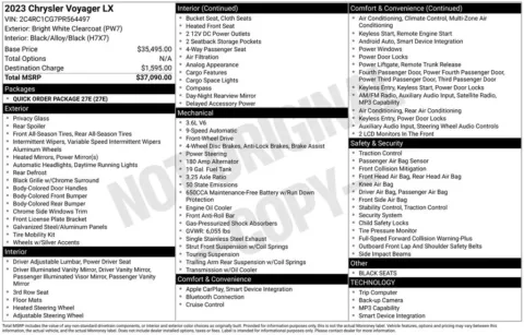 Photos of 2023 Chrysler Voyager LX for sale in Plainwell, MI at Zeigler Ford of Plainwell