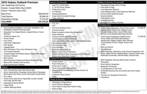 Photos of 2023 Subaru Outback Premium for sale in Plainwell, MI at Zeigler Ford of Plainwell