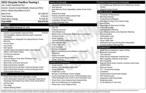 Photos of 2023 Chrysler Pacifica Touring L for sale in Plainwell, MI at Zeigler Ford of Plainwell