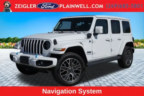 White 2022 Jeep Wrangler Unlimited Sahara High Altitude 4xe for sale in Plainwell, MI