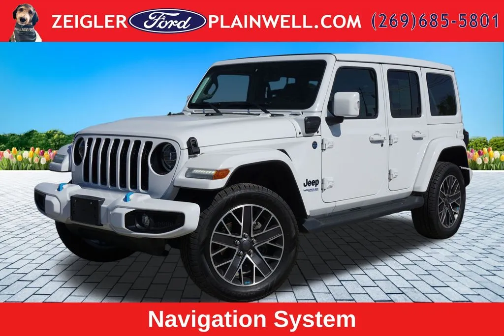 White 2022 Jeep Wrangler Unlimited Sahara 4xe for sale in Plainwell, MI