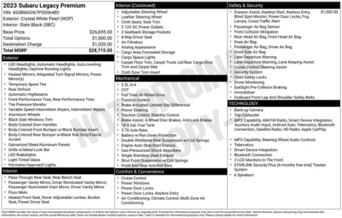 Photos of 2023 Subaru Legacy Premium for sale in Plainwell, MI at Zeigler Ford of Plainwell