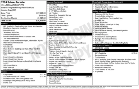 Photos of 2024 Subaru Forester for sale in Plainwell, MI at Zeigler Ford of Plainwell