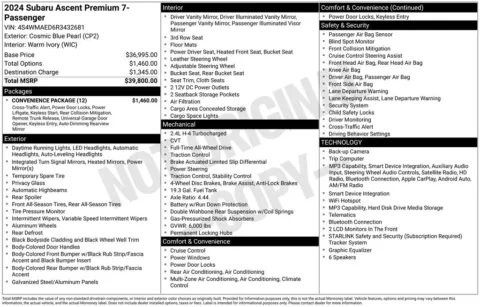 Photos of 2024 Subaru Ascent Premium for sale in Plainwell, MI at Zeigler Ford of Plainwell