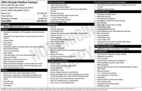 Photos of 2024 Chrysler Pacifica Touring L for sale in Plainwell, MI at Zeigler Ford of Plainwell