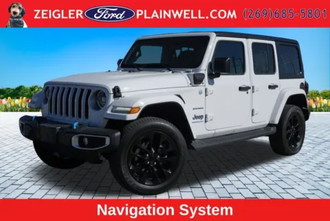White 2023 Jeep Wrangler Sahara 4xe for sale in Plainwell, MI