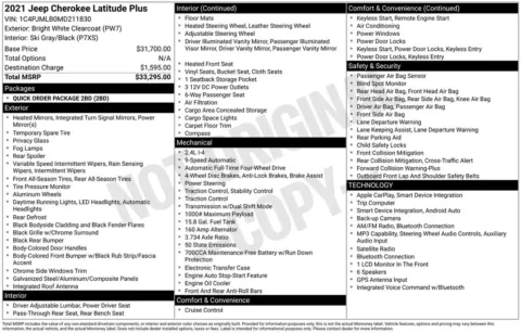 Photos of 2021 Jeep Cherokee Latitude Plus for sale in Plainwell, MI at Zeigler Ford of Plainwell