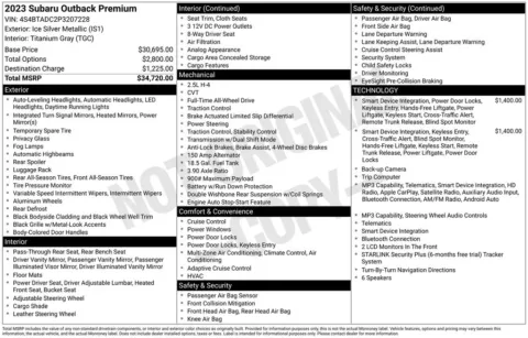 Photos of 2023 Subaru Outback Premium for sale in Plainwell, MI at Zeigler Ford of Plainwell