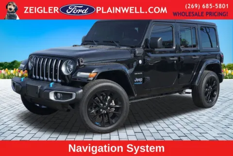 Black 2022 Jeep Wrangler Unlimited Sahara 4xe for sale in Plainwell, MI