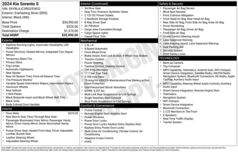 Photos of 2024 Kia Sorento S for sale in Plainwell, MI at Zeigler Ford of Plainwell