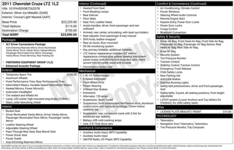 Photos of 2011 Chevrolet Cruze LTZ for sale in Plainwell, MI at Zeigler Ford of Plainwell
