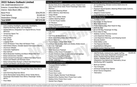 Photos of 2022 Subaru Outback Limited for sale in Plainwell, MI at Zeigler Ford of Plainwell