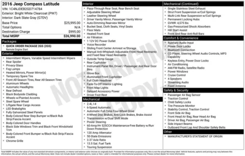 Photos of 2016 Jeep Compass Latitude for sale in Plainwell, MI at Zeigler Ford of Plainwell
