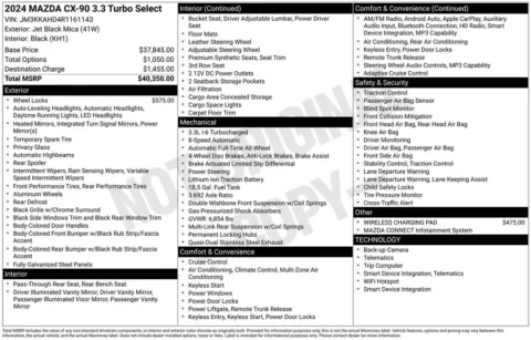 Photos of 2024 Mazda CX-90 3.3 Turbo Select for sale in Plainwell, MI at Zeigler Ford of Plainwell