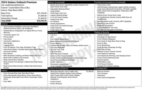 Photos of 2024 Subaru Outback Premium for sale in Plainwell, MI at Zeigler Ford of Plainwell