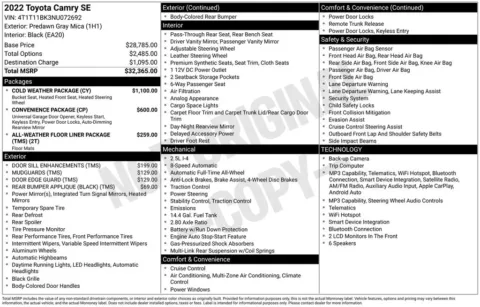 Photos of 2022 Toyota Camry SE for sale in Plainwell, MI at Zeigler Ford of Plainwell