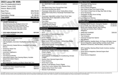 Photos of 2022 Lexus RX 450h for sale in Plainwell, MI at Zeigler Ford of Plainwell