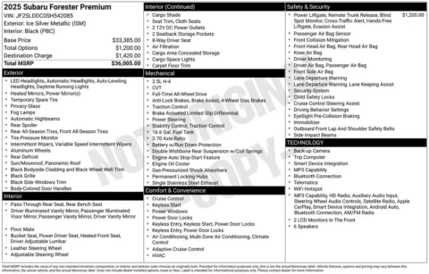 Photos of 2025 Subaru Forester Premium for sale in Plainwell, MI at Zeigler Ford of Plainwell