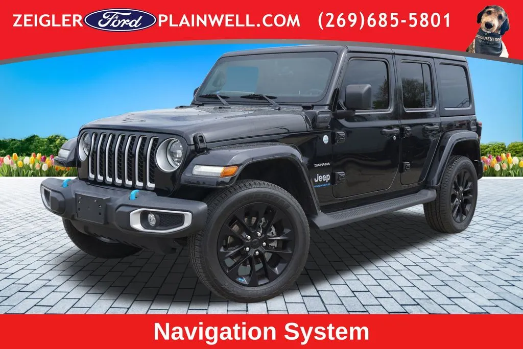 Black 2023 Jeep Wrangler Sahara 4xe for sale in Plainwell, MI
