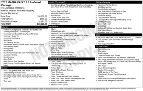 Photos of 2025 Mazda CX-5 2.5 S Preferred Package for sale in Plainwell, MI at Zeigler Ford of Plainwell