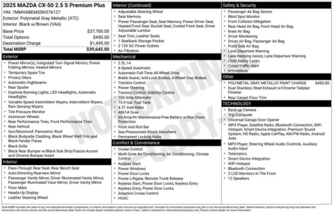 Photos of 2025 Mazda CX-50 2.5 S Premium Plus Package for sale in Plainwell, MI at Zeigler Ford of Plainwell