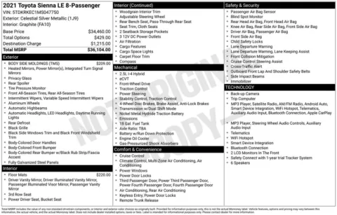 Photos of 2021 Toyota Sienna LE for sale in Plainwell, MI at Zeigler Ford of Plainwell