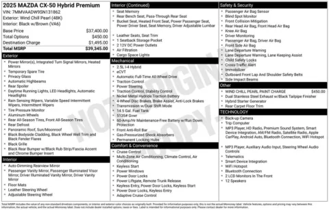 Photos of 2025 Mazda CX-50 Hybrid Premium for sale in Plainwell, MI at Zeigler Ford of Plainwell